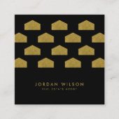 Black Elegante House Muster Real Anwesen Quadratische Visitenkarte (Vorderseite)