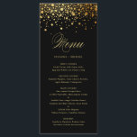 Black Elegante Imitate Menükarte<br><div class="desc">Mit dieser individuell anpassbaren Menükarte fügen Sie Ihrem Event-Tablescape einen eleganten Akzent hinzu. Es zeigt Imitate goldgeflochtene Konfetti Punkte mit einem eleganten Skript. Personalisieren Sie diese elegante Menükarte,  indem Sie Ihre eigenen Details hinzufügen. Diese vergoldete Menükarte für Imitate ist ideal für Hochzeiten,  Brautpartys,  Babyduschen und vieles mehr.</div>