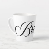 Black Elegante Lettering Bride Milchtasse (Linke Ecke)