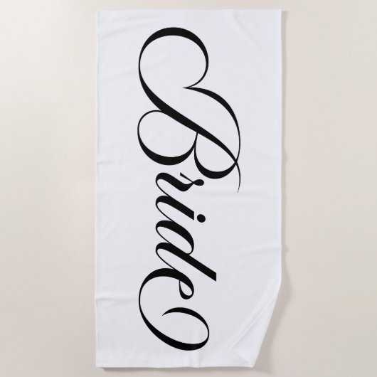Black Elegante Lettering Bride Strandtuch (Vorderseite)