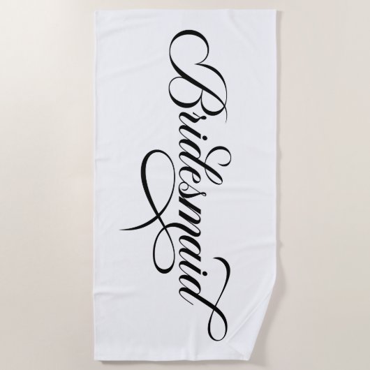 Black Elegante Lettering Bridesmaid Strandtuch (Vorderseite)