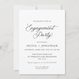 Black Elegante Modern Calligraphy Engagement Party Einladung