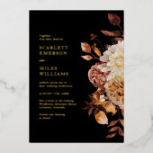 Black Elegante Modern Gold Foil Hochzeit Folieneinladung (Vorderseite)