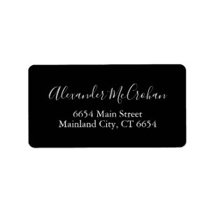 Black Elegante Script Typografy Address Label Adressaufkleber