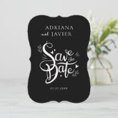 Black Elegante Wedding Einladung Minimalistisch (Stehend Vorderseite)