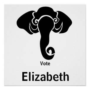 Black Elephant Family Zuhause Address Republican Poster
