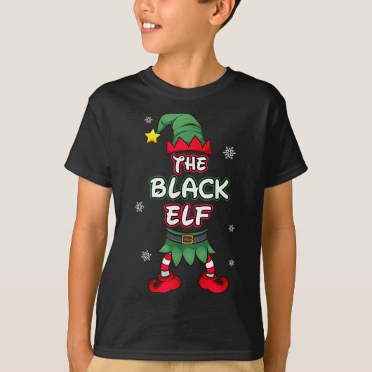 Black Elf Christmas Pajamas Pjs Matching Family Gr T-Shirt (Vorderseite)