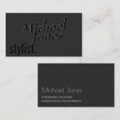 Black Embossed Look Stylist Business Visitenkarte (Vorne/Hinten)