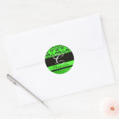 BLACK EMERALD GREEN DAMASK MONOGRAMM Vielen Dank Runder Aufkleber (Umschlag)