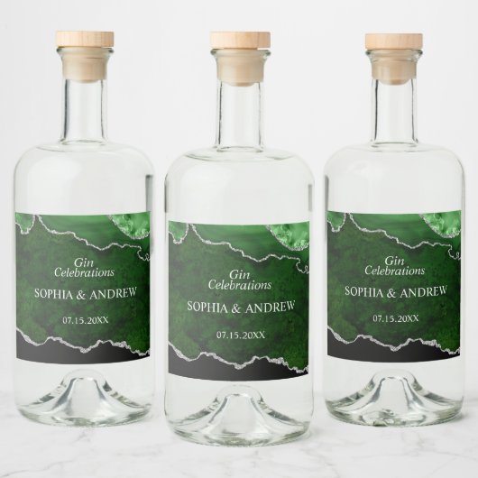 Black & Emerald Greenerity Wedding Alkoholflaschenetikett (Flaschen)