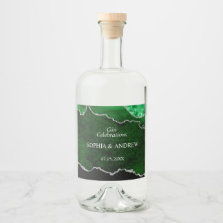 Black & Emerald Greenerity Wedding Alkoholflaschenetikett