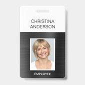 Black Employee - Name Foto Corporate Metallic Ausweis (Vorderseite)