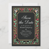 Black Enchanted Botanical Garden Wedding Foto Save The Date (Vorderseite)