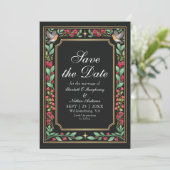 Black Enchanted Botanical Garden Wedding Foto Save The Date (Stehend Vorderseite)