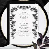 Black Enchanting Garland Chic Wedding Einladung