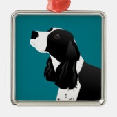 Black English Springer Spanel Basic Breed Silbernes Ornament (Vorne)
