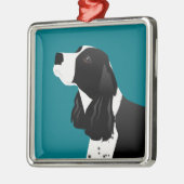 Black English Springer Spanel Basic Breed Silbernes Ornament (Links)