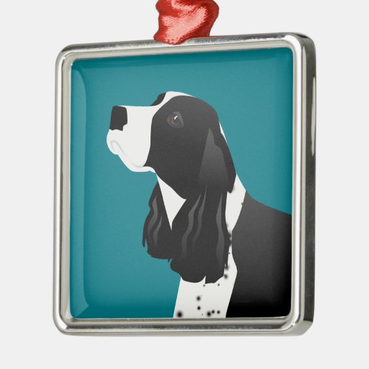 Black English Springer Spanel Basic Breed Silbernes Ornament (Links)