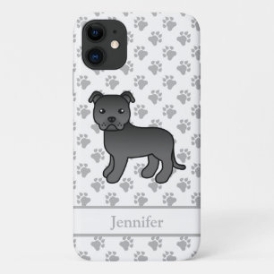 Black English Staffie Niedlich Cartoon Dog & Name Case-Mate iPhone Hülle
