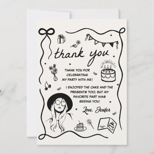 Black Eras Birthday Party Dankeskarte (Vorderseite)