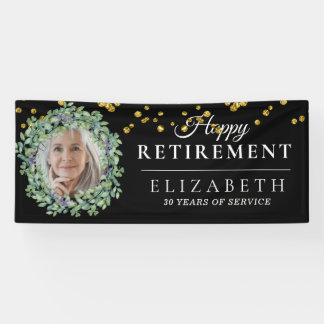 Black Eucalyptus Custom Foto Retirement Party Banner