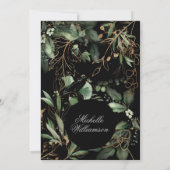 Black Eucalyptus Golden Boho Elegante Pampas Brida Einladung (Rückseite)
