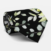 Black Eucalyptus Greenery Wedding Neck Tie Krawatte (Gerollt)