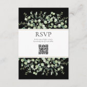 Black Eucalyptus QR Code Wedding RSVP Begleitkarte (Vorderseite)