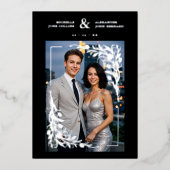 Black Exquisite Embellished Tulips Frame Photo Folieneinladung (Vorderseite)