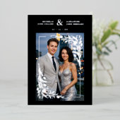 Black Exquisite Embellished Tulips Frame Photo Folieneinladung (Stehend vorne)