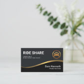 Black Exquisite Gold Wave Ride Share Treiber Visitenkarte (Stehend Vorderseite)