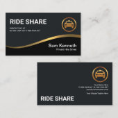 Black Exquisite Gold Wave Ride Share Treiber Visitenkarte (Vorne/Hinten)