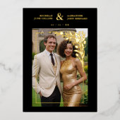 Black Exquisite Ornate Tulips Frame Photo Wedding  Folieneinladung (Vorderseite)