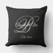 Black Extravagant Wedding Anniversary Monogram Kissen (Vorderseite)