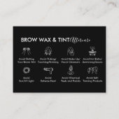 Black Eye Brow Wax Tint Aftercare Vielen Dank Visitenkarte (Rückseite)