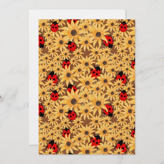 Black-Eyed Susan And Ladybugs Seamless Pattern Einladung (Vorne/Hinten)