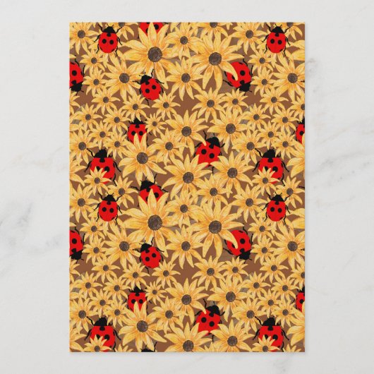 Black-Eyed Susan And Ladybugs Seamless Pattern Einladung (Vorderseite)