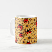 Black-Eyed Susan And Ladybugs Seamless Pattern Kaffeetasse (Vorderseite Links)