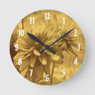 Black Eyed Susan Daisy Flower In Sepia Runde Wanduhr