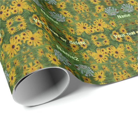 Black Eyed Susan Daisy Painting Personalized Geschenkpapier (Rolleneckpunkt)