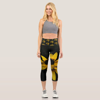 Black-Eyed Susan Yoga Capri Pants Leggings