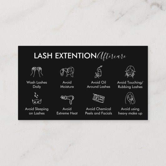 Black Eyelash Extension Products After Care Visitenkarte (Rückseite)