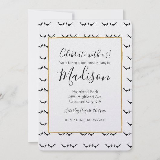 Black Eyelashes Einladung (Vorderseite)