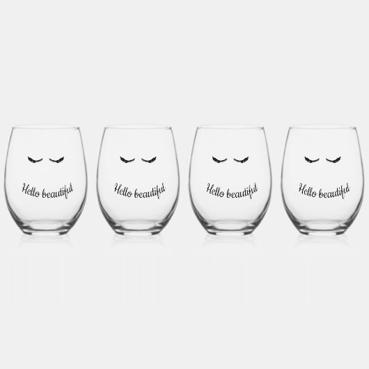 Black Eyelashes Glam Weinglas Ohne Stiel (Vorderseite)