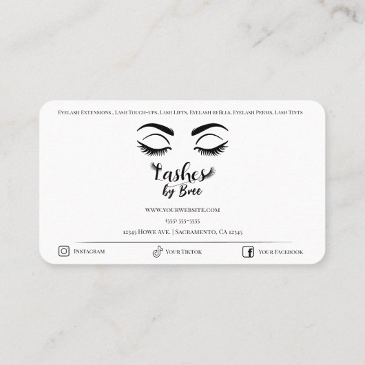 Black Eyelashes Lashes Visitenkarte (Rückseite)