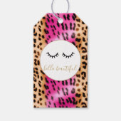 Black Eyelashes Pink Cream Leopard Geschenkanhänger (Vorderseite)