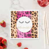 Black Eyelashes Pink Cream Leopard Serviette (Beispiel)