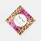 Black Eyelashes Pink Cream Leopard Serviette (Ecke)