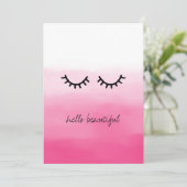 Black Eyelashes Pink Ombre Karte (Stehend Vorderseite)