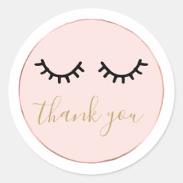 Black Eyelashes Rose Gold Pink Vielen Dank Runder Aufkleber